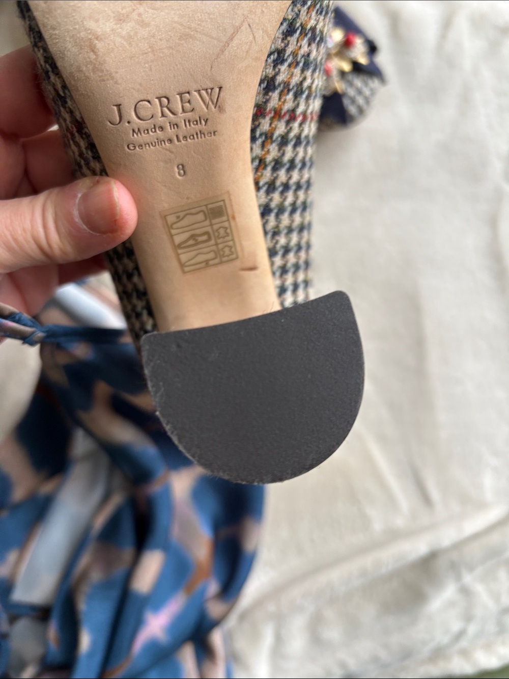 J. Crew Tweed Flats with Navy Bow and Red Jewel Flower - Picture 5 of 7